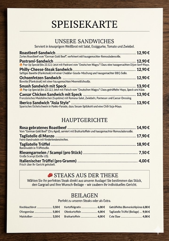 Speisekarte Munich Prime Meat